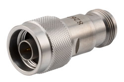 PE8262 - 75 Ω N プラグ ～ N ジャック DC ブロック, 内部,  10MHz ～ 3GHz 定格 200 V, ステンレス鋼