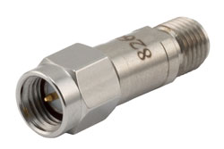 PE8266 - 50 Ω SMA プラグ ～ SMA ジャック DC ブロック, 内部,  10MHz ～ 18GHz 定格 200 V, ステンレス鋼