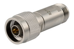 PE8271 - 50 Ω N プラグ ～ N ジャック DC ブロック, 内部,  10MHz ～ 5GHz 定格 100 V, 真鍮