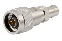 PE8280 - 50 Ω N プラグ ～ BNC ジャック DC ブロック, 内部,  10MHz ～ 3GHz 定格 100 V, 真鍮