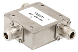 PE8423 - ハイパワーサーキュレータ、20 dB アイソレーション、380 MHz 〜 460 MHz、1000 W、N メス