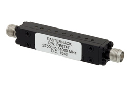 PE8747 - 9 セクションバンドパスフィルタ、SMA メス コネクタ、動作範囲 27.5 GHz 〜 31 GHz、3.5 GHz 通過帯域