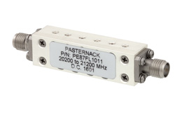 PE87FL1011 - 6 セクションバンドパスフィルタ、SMA メス コネクタ、動作範囲 20.2 GHz 〜 21.2 GHz、1,000 MHz 通過帯域