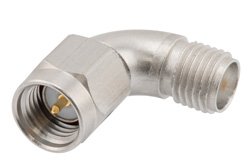 PE91492 - SMA オス 〜 SMA メス 曲げ直角 パシベート処理ステンレス鋼 アダプタ