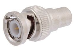 PE9171 - 50 Ω BNC オス 〜 75 Ω RCA ジャック プッシュオンアダプタ