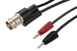 PE9913 - ブレイクアウト アセンブリ: BNCメス から小型スタッキングバナナプラグ
