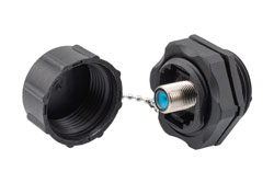 PEAD1265 - 防水仕様 75 Ω F メス ～ 75 Ω F メス バルクヘッドマウント アダプタ, IP68 同形コネクタ