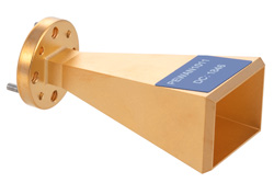 PEWAN1011 - WR-15 導波管ゲインホーンアンテナ、50 GHz 〜 75 GHz 、公称 20 dBi ゲイン、UG-385/U-Mod 円形フランジ