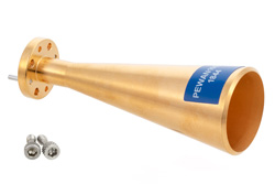 PEWAN1052 - WR-10 導波管コニカルゲインホーンアンテナ、87 GHz 〜 100 GHz 、公称 25 dBi ゲイン、UG-387/U 円形フランジ