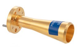 PEWAN1068 - WR-5 導波管コニカルゲインホーンアンテナ、140 GHz 〜 220 GHz 、公称 25 dBi ゲイン、UG-387/U 円形フランジ