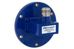 PEWCA1016 - WR-137、UG-344/U、ラウンドカバーフランジ、N メス、導波管 〜 同軸アダプタ、5.85 GHz 〜 8.2 GHz、C 周波帯