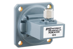 PEWCA1030 - WR-90、UG-135/U、スクエアカバーフランジ、SMA オス、導波管 〜 同軸アダプタ、8.2 GHz 〜 12.4 GHz、X