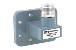 PEWCA1036 - WR-90、CPR-90G、溝付きフランジ、N メス、導波管 〜 同軸アダプタ、8.2 GHz 〜 12.4 GHz、X