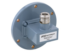 PEWCA1047 - WR-137、UG-441/U、ラウンドカバーフランジ、N メス、導波管 〜 同軸アダプタ、5.85 GHz 〜 8.2 GHz、C