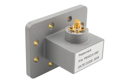 PEWCA1085 - WR-159 UDR58 Flange to SMA Female Waveguide to Coax Adapter Operating from 5.38 GHz to 8.17 GHz