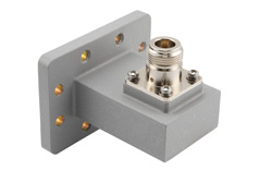PEWCA1086 - WR-137 UDR70 Flange to N Female Waveguide to Coax Adapter Operating from 5.38 GHz to 8.17 GHz