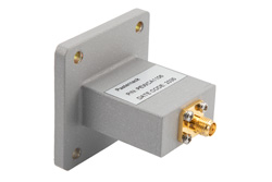 PEWCA1106 - WR-112 UBR84 Flange to End Launch SMA Female Waveguide to Coax Adapter Operating from 6.57 GHz to 9.99 GHz
