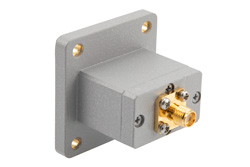 PEWCA1107 - WR-90 UBR100 Flange to End Launch SMA Female Waveguide to Coax Adapter Operating from 8.2 GHz to 12.4 GHz