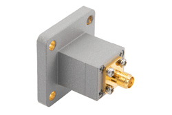 PEWCA1108 - WR-62 UBR140 Flange to End Launch SMA Female Waveguide to Coax Adapter Operating from 11.9 GHz to 18 GHz