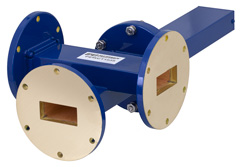 PEWCT1038 - WR-137導波管 40 dB クロスガイド結合器、3 ポート、UG-344/Uラウンドカバーフランジ、5.85 GHz 〜 8.2 GHz、青銅