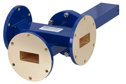 PEWCT1039 - WR-137導波管 50 dB クロスガイド結合器、3 ポート、UG-344/Uラウンドカバーフランジ、5.85 GHz 〜 8.2 GHz、青銅