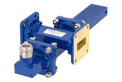 PEWCT1078 - WR-90導波管 40 dB クロスガイド結合器、UG-39/Uスクエアカバーフランジ、N メス 結合ポート、8.2 GHz 〜 12.4 GHz、青銅