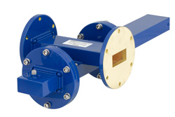 PEWCT1100 - WR-137導波管 20 dB クロスガイド結合器、UG-344/Uラウンドカバーフランジ、SMA メス 結合ポート、5.85 GHz 〜 8.2 GHz、青銅