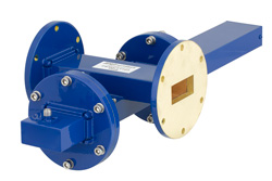 PEWCT1103 - WR-137導波管 50 dB クロスガイド結合器、UG-344/Uラウンドカバーフランジ、SMA メス 結合ポート、5.85 GHz 〜 8.2 GHz、青銅