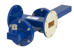 PEWCT1109 - WR-137導波管 30 dB クロスガイド結合器、UG-344/Uラウンドカバーフランジ、N メス 結合ポート、5.85 GHz 〜 8.2 GHz、青銅