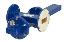 PEWCT1111 - WR-137導波管 50 dB クロスガイド結合器、UG-344/Uラウンドカバーフランジ、N メス 結合ポート、5.85 GHz 〜 8.2 GHz、青銅