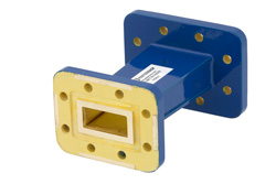 PEWTS1003 - WR-112 〜 WR-90 導波管トランジション 3 インチ長、CPR-112G 溝付フランジ 〜  CPR-90G 溝付フランジ