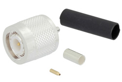 TC-100-TM - TNC オス コネクタ、圧着/はんだ接続、LMR-100、PE-C100、RG174、RG188、RG316