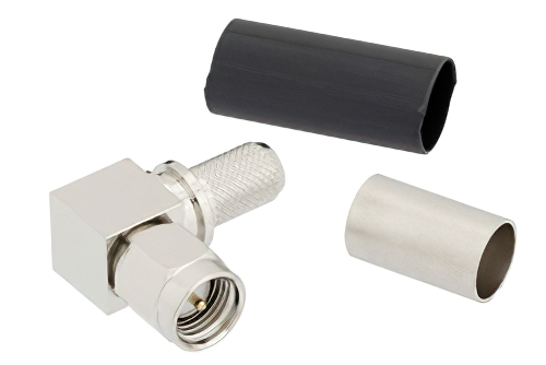 SMA オス 直角コネクタ、圧着/ノンソルダー端子接続、LMR-240、PE-C240、RG8X
