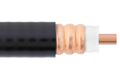 低損失 1/2 フレキシブル 環状 コルゲート 同軸ケーブル, 黒色 PE 被覆