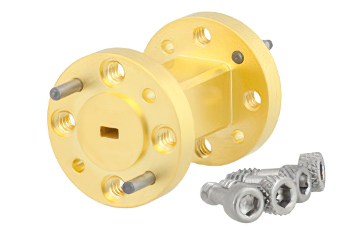 WR-10 〜 WR-12 導波管トランジション 1 インチ長、UG-387/U-Mod 円形フランジ 〜  UG-387/U 円形フランジ