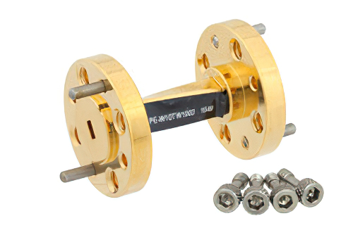 WR-10 45 度右角導波管ツイスト、UG-387/U-Mod フランジ、動作範囲 75 GHz 〜 110 GHz