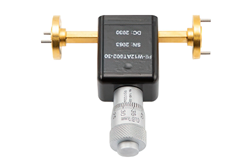 WR-12 Waveguide Continuously Variable Attenuator, 0 to 25 dB, from 60 GHz to 90 GHz, UG-387/U Round Cover Flange, Dial