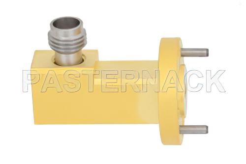 WR-15、UG-385/U、ラウンドカバーフランジ、1.85mm メス、導波管 〜 同軸アダプタ、50 GHz 〜 65 GHz、V 周波帯