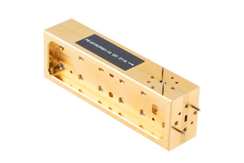 WR-15導波管 10 dB ブロードウォール結合器、UG-385/Uラウンドカバーフランジ、H 面 結合ポート、50 GHz 〜 75 GHz、真鍮銅
