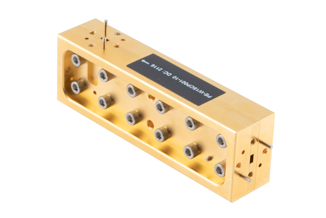 WR-15導波管 10 dB ブロードウォール結合器、UG-385/Uラウンドカバーフランジ、H 面 結合ポート、50 GHz 〜 75 GHz、真鍮銅