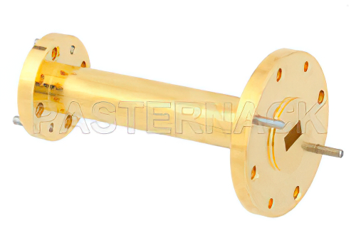 WR-15 〜 WR-22 導波管トランジション 2 インチ長、UG-385/U 円形フランジ 〜  UG-383/U 円形フランジ