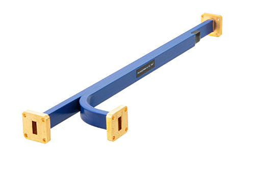 WR-42 Waveguide 10 dB Broadwall Coupler, UG-595/U Square Cover Flange, E-Plane Coupled Port, 18 GHz to 26.5 GHz, Brass Copper