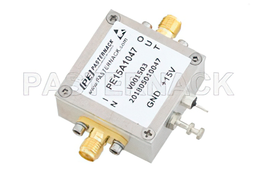 2.2 dB NF 低ノイズ増幅器、動作範囲 0.03 MHz 〜 600 MHz、50 dB ゲイン、14 dBm P1dB、SMA