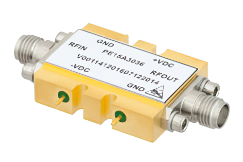 600 mW P1dB、10 MHz  〜 15 GHz、中電力広帯域増幅器、12 dB ゲイン、4.5 dB NF、SMA