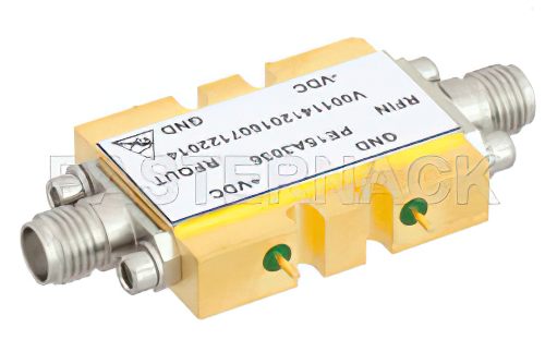 600 mW P1dB、10 MHz  〜 15 GHz、中電力広帯域増幅器、12 dB ゲイン、4.5 dB NF、SMA