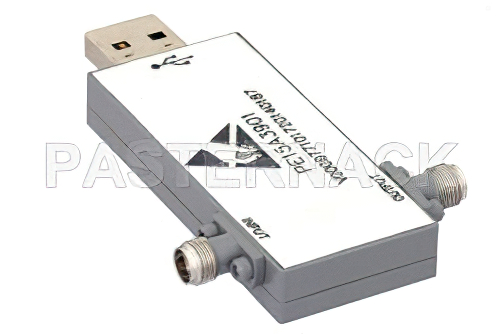 10 dBm P1dB、50 MHz  〜 40 GHz、USB制御広帯域増幅器、12 dB ゲイン、5 dB NF、2.92mm