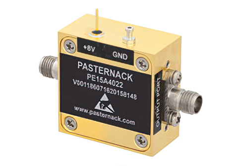 20 dBm P1dB、26.5 GHz  〜 40 GHz、中電力広帯域増幅器、30 dB ゲイン、6 dB NF、2.92mm