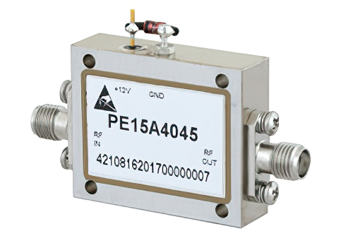 27 dBm P1dB、6 GHz  〜 12 GHz、中電力広帯域増幅器、28 dB ゲイン、5 dB NF、SMA