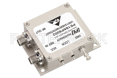 50 MHz フェーズロック水晶発振器、10 MHz 外部リファレンス、位相雑音 -155 dBc/Hz、SMA