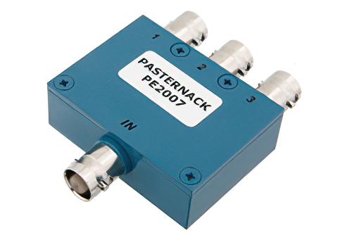 50 Ω、BNC ウィルキンソン電力3分配器、2 MHz 〜 200 MHz、定格 1 W